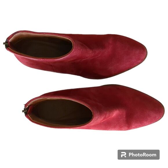 ANTHROPOLOGIE Womens Boots Seychelle Suede Flood Plain Red Booties, Size 7.5 - Picture 6 of 12